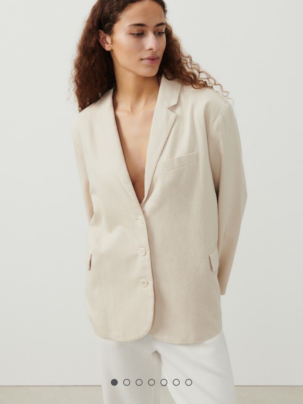 NWT American Vintage Beige Linen-Blend Relaxed Blazer